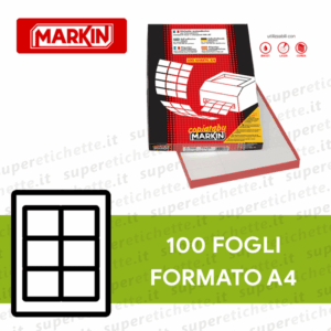 Confezione 100 Fogli Adesivi A4